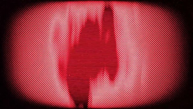 Television or computer screen with heavy distorted red images in motion