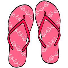 Pink FlipFlops Flower Pattern Flip Flops Beach Sandals Illustration