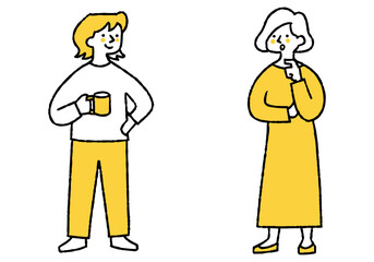 Two women discussing work