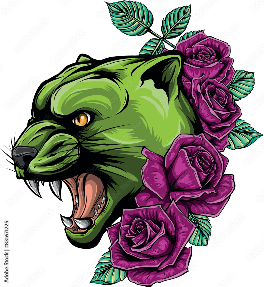 Poster animal head of cougar vector illustration design