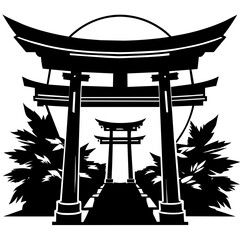 torii gate illustration, suitable for logo and etc