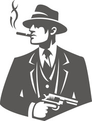 Mafia Mobster Gangster Silhouette Logo