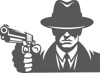 Mafia Mobster Gangster Silhouette Logo