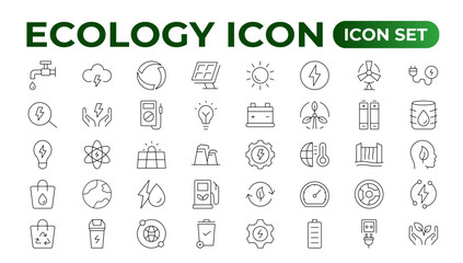 Eco friendly related thin line icon set in minimal style. Linear ecology icons. Environmental sustainability simple symbol