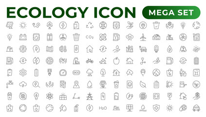 Eco friendly related thin line icon set in minimal style. Linear ecology icons. Environmental sustainability simple symbol