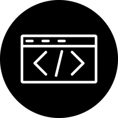 Coding Line White Circle Black Icon Design