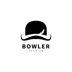 Black bowler hat icon logo design illustration 2