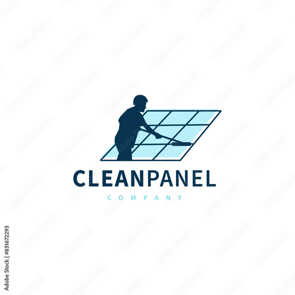 Wall mural solar panel cleaning service logo design illustration 2