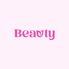 Creative Word Typography Of Beauty with Flower Element