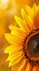 Fototapeta premium Sunflower background with copy space. Valentines day, mothers day, women's day concept. 