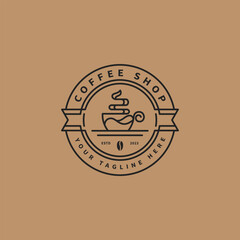 coffee cup icon illustration for coffee shop stamp logo design