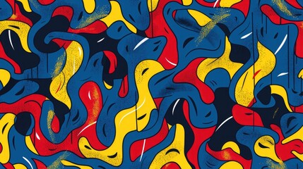 Marine blue red and yellow seamless pattern in a classic style Retro swimwear inspired fashion print with a modern touch Masculine abstract background in Memphis design with a grunge twist 