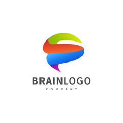 colorful creative brain logo design illustration