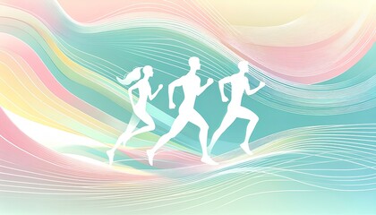 ランニング、フィットネス、健康、イラスト背景｜Running, Fitness, Health, Illustration Background.