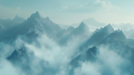 Mountains with clouds and fog