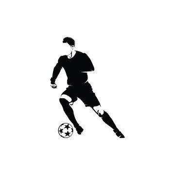 recommend clip art: vector silhouette of a football player kicking the ball