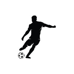 vector silhouette of a football player kicking the ball