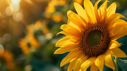 Fototapeta premium Sunflower background with copy space. Valentines day, mothers day, women's day concept. 