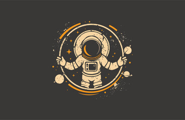 Fototapeta premium Astronaut logo design template vector illustration