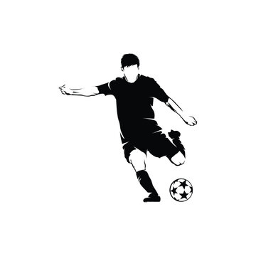 recommend clip art: vector silhouette of a football player kicking the ball
