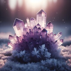 Amethyst crystal; glowing light