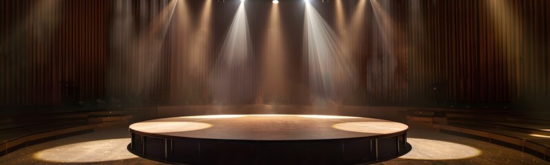 stage spot lighting background with space for your message ,Spotlight illuminated the empty stage for contemporary dance,3d render of podium stage for product 