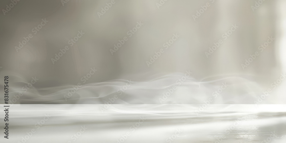 Poster white empty room with smoke or fog on white background. misty ethereal scene with soft light and ref