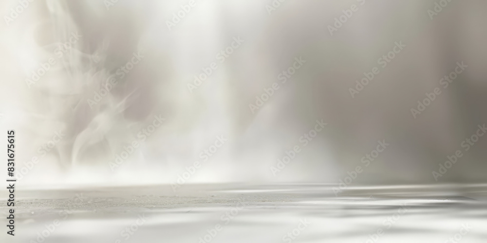 Poster white empty room with smoke or fog on white background. misty ethereal scene with soft light and ref
