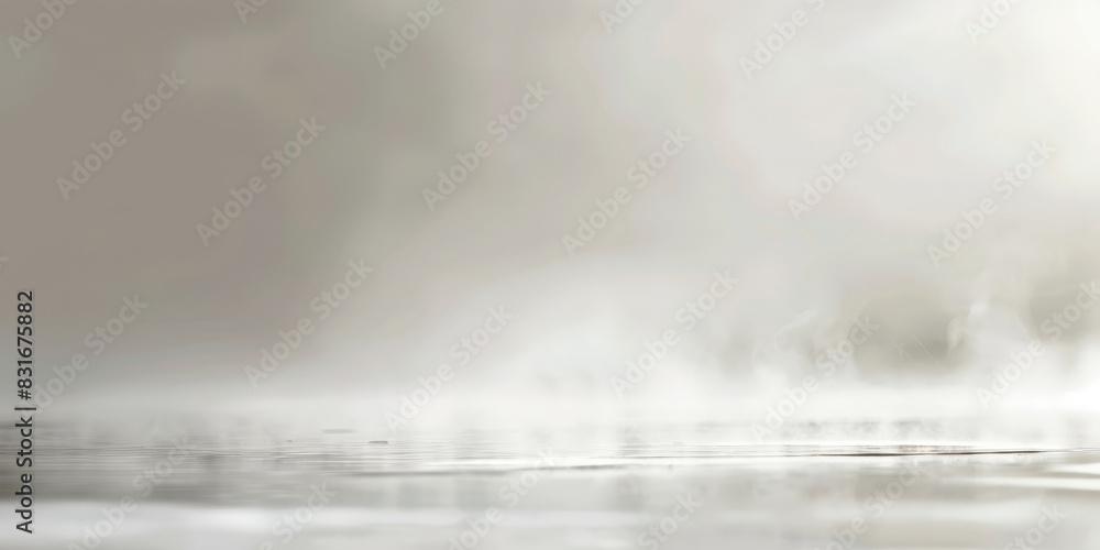 Poster white empty room with smoke or fog on white background. misty ethereal scene with soft light and ref