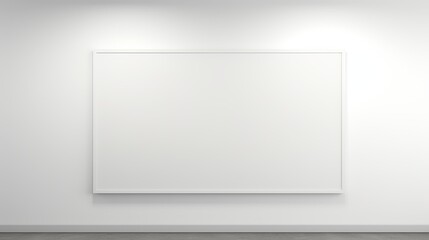 A blank white canvas in a gallery setting, perfect for showcasing artwork or adding your own design.