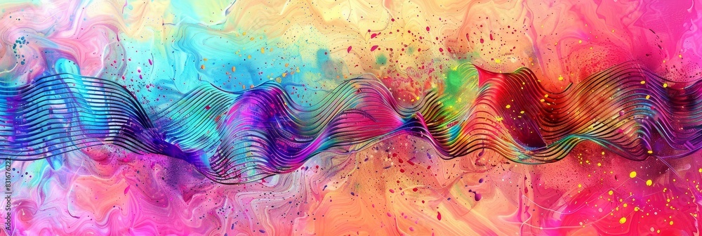 Poster abstract colorful wave patterns on canvas - vivid waves of color create an abstract and visually cap