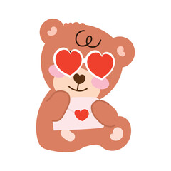 kawaii little bear on valentine celebration day. bear with heart, collection cute bear with pink heart for valentine day 