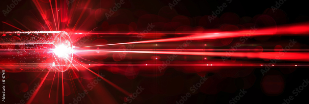 Poster abstract red laser beam on dark background with dynamic light effects showcasing futuristic and high