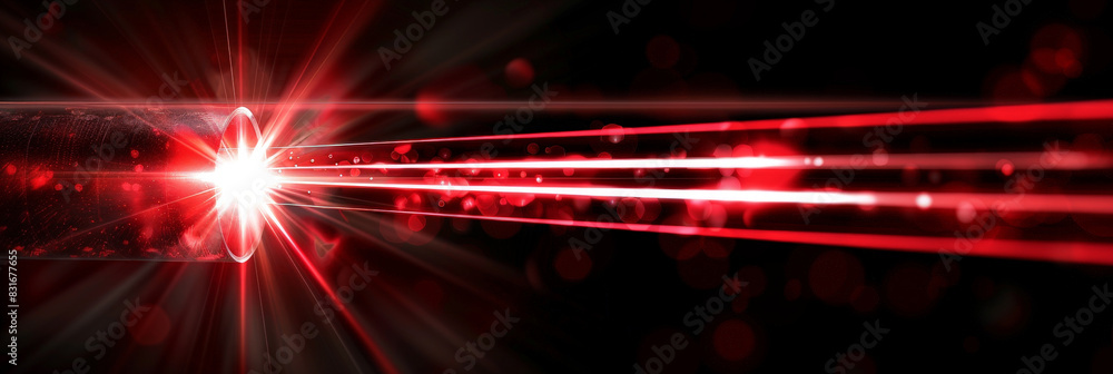 Poster abstract red laser beam on dark background with dynamic light effects showcasing futuristic and high