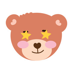 Emoticon sticker little bear coloring brown. cute bear