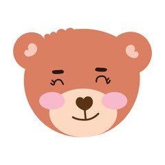 Fototapeta premium Emoticon sticker little bear coloring brown. cute bear