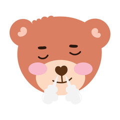 Emoticon sticker little bear coloring brown. cute bear