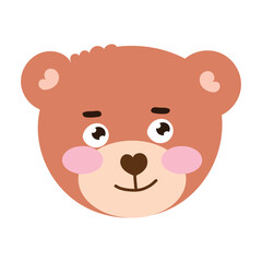 Fototapeta premium Emoticon sticker little bear coloring brown. cute bear