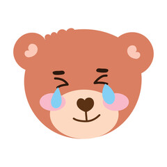 Emoticon sticker little bear coloring brown. cute bear