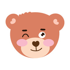 Emoticon sticker little bear coloring brown. cute bear