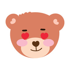 Emoticon sticker little bear coloring brown. cute bear