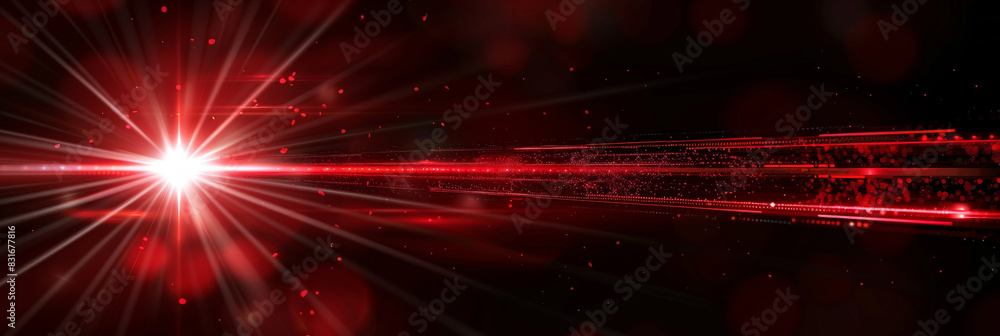 Poster abstract red laser beam on dark background with dynamic light effects showcasing futuristic and high