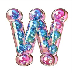 Bubble font of letter "W" on Isolated White  Background