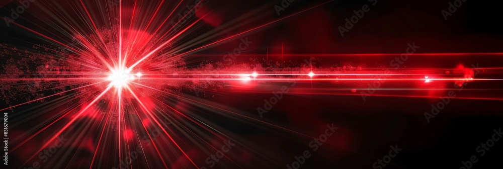 Poster abstract red laser beam on dark background with dynamic light effects showcasing futuristic and high