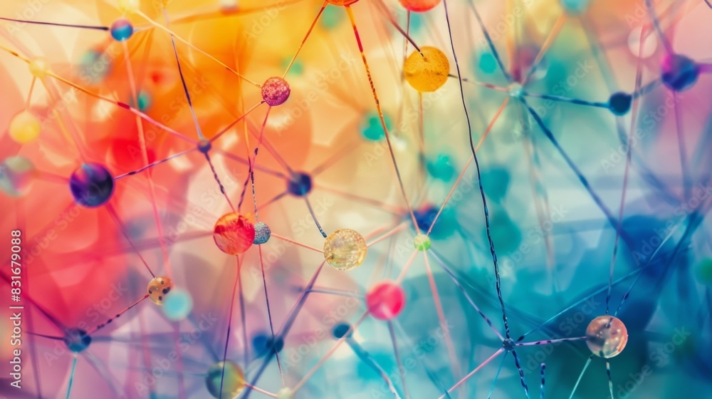 Poster a colorful watercolor painting showing layers of abstract shapes representing the diversity of conne