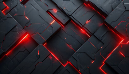 modern abstract background with dark grey and black tones, accented by vibrant red glowing lines, creating a dynamic and innovative design