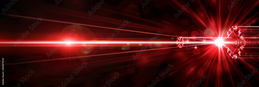 Poster abstract red laser beam on dark background with dynamic light effects showcasing futuristic and high
