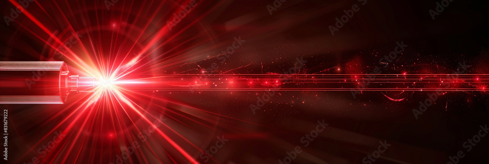 Poster abstract red laser beam on dark background with dynamic light effects showcasing futuristic and high