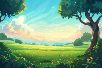 Gentle meadow landscapes for captivating animation sequences