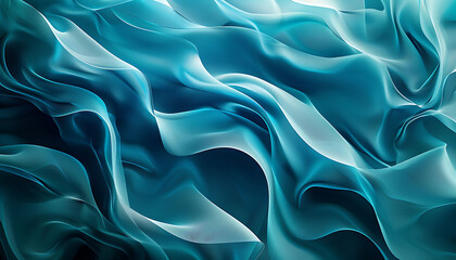 Obraz premium Elegant flowing shapes and gradients in blue and teal with a serene, fluid design